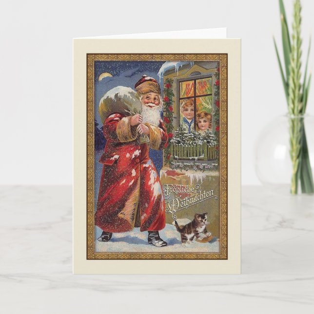 Retro German Fröhliche Weihnachten Christmas Card (Front)