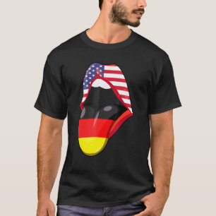 Retro German Roots American Grown Lips Flag USA Ge T-Shirt