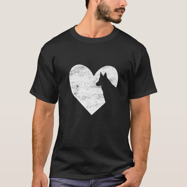 Retro German Shepherd Dog Heart Valentine's Day Do T-Shirt (Front)