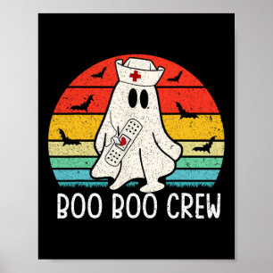 Retro Ghost Boo Boo Crew Women Nurses Fun Hallowee Poster