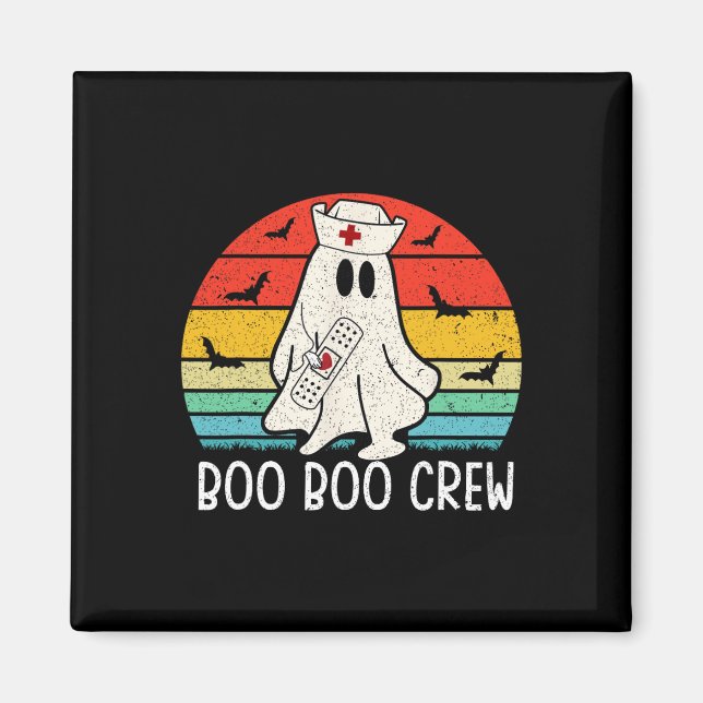 Retro Ghost Boo Boo Crew Women Nurses Funny Hallow Magnet (Front)