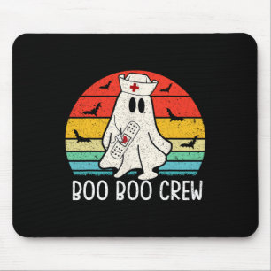 Retro Ghost Boo Boo Crew Women Nurses Funny Hallow Mouse Mat
