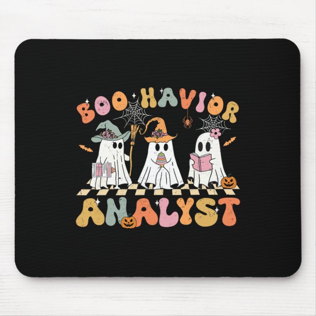 Retro Ghost Boo Havior Analyst Therapist Bcba Hall Mouse Mat (Front)