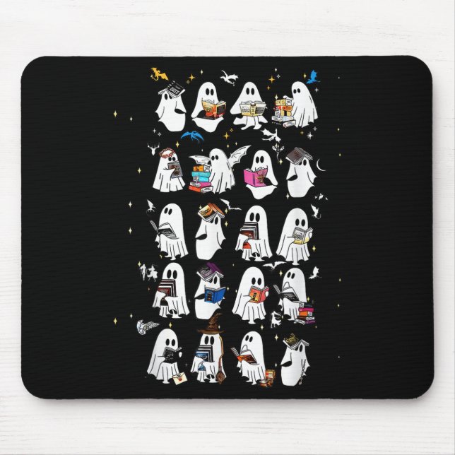 Retro Ghost Book Fantasy Series Halloween Book Lov Mouse Mat (Front)