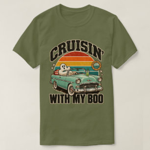 Retro Ghost Car Cruisin' With My Boo Halloween T-Shirt