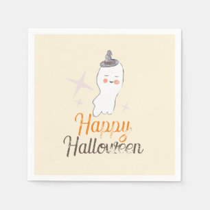 Retro Ghost Doodle Halloween Birthday Party Napkin