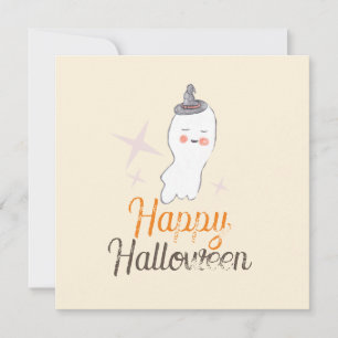 Retro Ghost Doodle Halloween Design Card