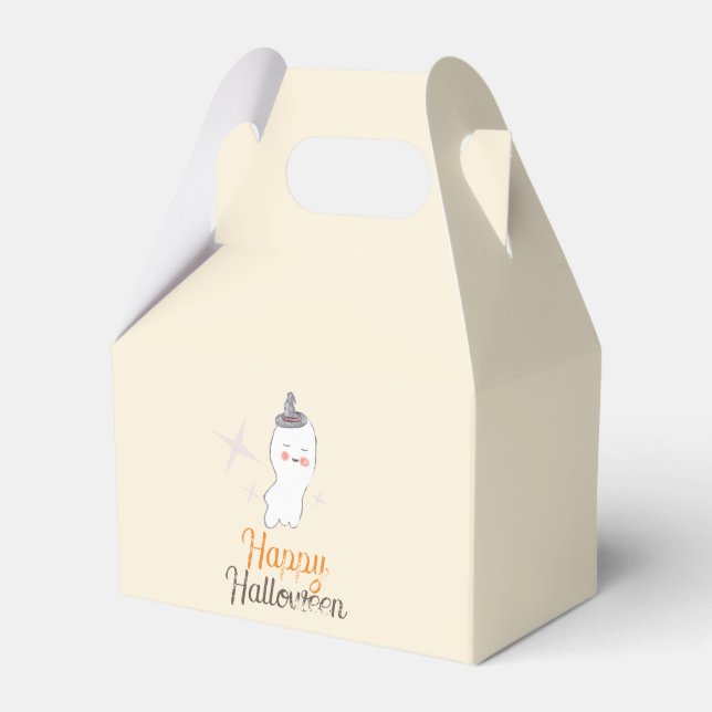 Retro Ghost Doodle Halloween Design   Favour Box (Front Side)