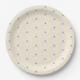 Retro Ghost Doodle Halloween Pattern Paper Plate
