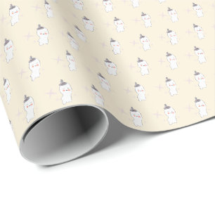 Retro Ghost Doodle Halloween Pattern Wrapping Paper