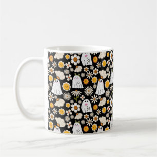 Retro Ghost Flowers Seamless Pattern Coffee Mug