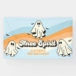 Retro Ghost Halloween Spooky Three Spirit blue Banner