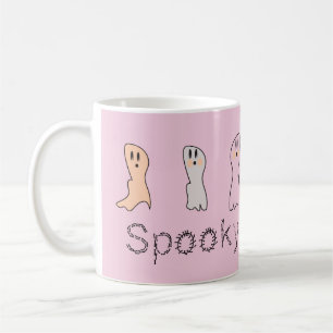 Retro Ghost Hand Lettering Spooky Pink Coffee Mug