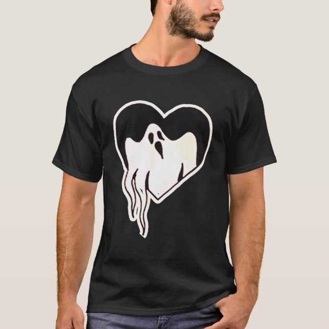 Retro Ghost Heart Halloween T-Shirt (Front)