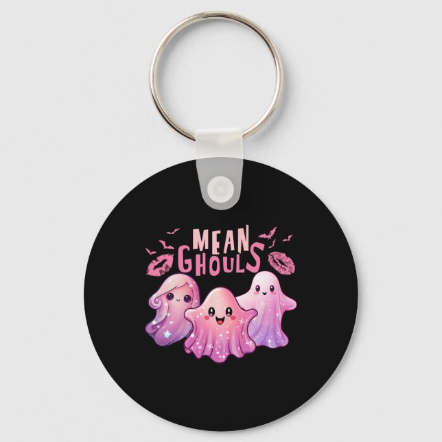Retro Ghost Mean Ghouls Fun Halloween  Spooky Seas Key Ring (Front)