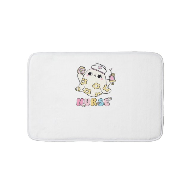 Retro Ghost Nurse Halloween Design Classic T-Shirt Bath Mat (Front)