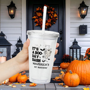 Retro Ghost One Halloween Boy 1st Birthday Acrylic Tumbler