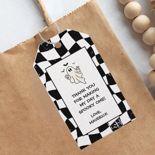 Retro Ghost One Halloween Boy 1st Birthday Gift Tags