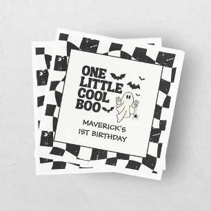 Retro Ghost One Halloween Boy 1st Birthday Napkin