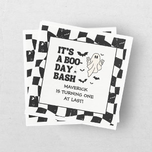 Retro Ghost One Halloween Boy 1st Birthday Napkin