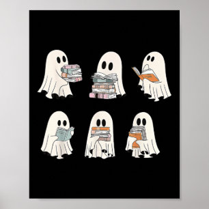 Retro Ghost Reading Books1 Poster