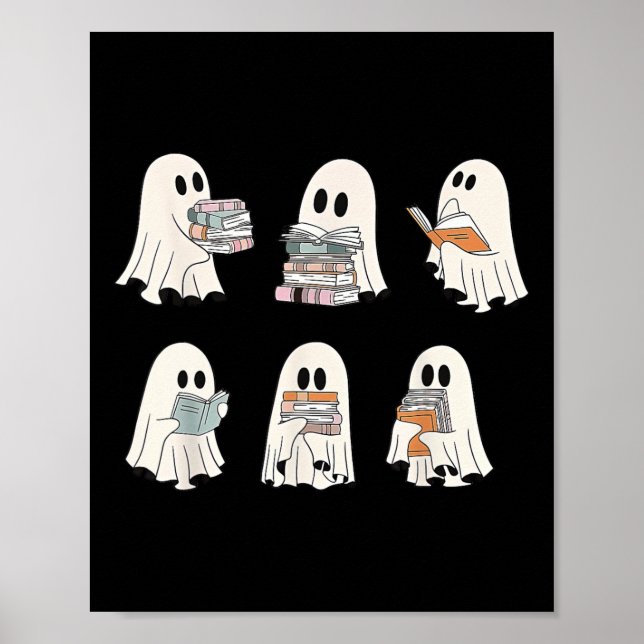 Retro Ghost Reading Books1  Poster (Front)
