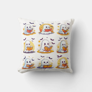 Retro Ghost Reading Books – Cute Spooky Book Cushion