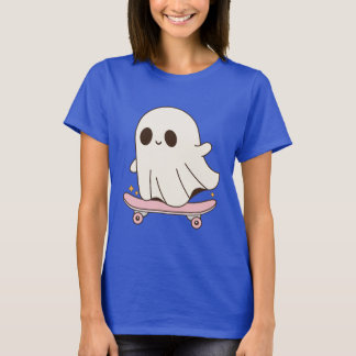 Retro Ghost Roller Skating Halloween  T-Shirt