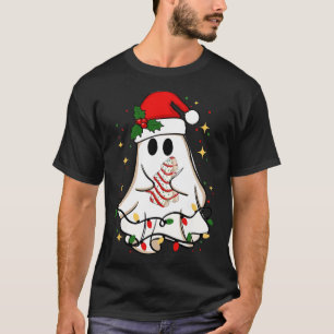 Retro Ghost Santa Christmas Holiday Xmas Santa Hat T-Shirt