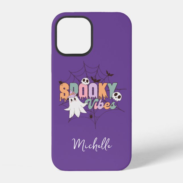 Retro Ghost Spooky Vibes Personalised iPhone Case (Back)