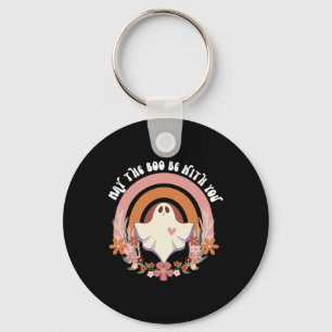 Retro Ghost Vintage Floral Boho Halloween Cute Fal Key Ring
