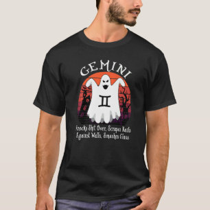 Retro Ghost Zodiac Sign Gemini  Halloween Costume T-Shirt
