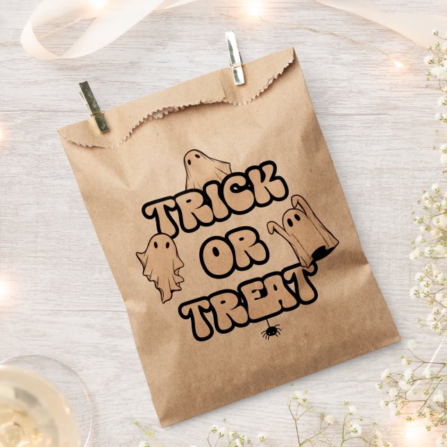 Retro Ghosts Halloween Trick or Treat Favour Bags (Clipped)