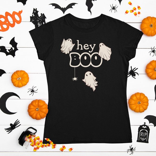 Retro Ghosts Hey Boo Halloween T-Shirt (Creator Uploaded)