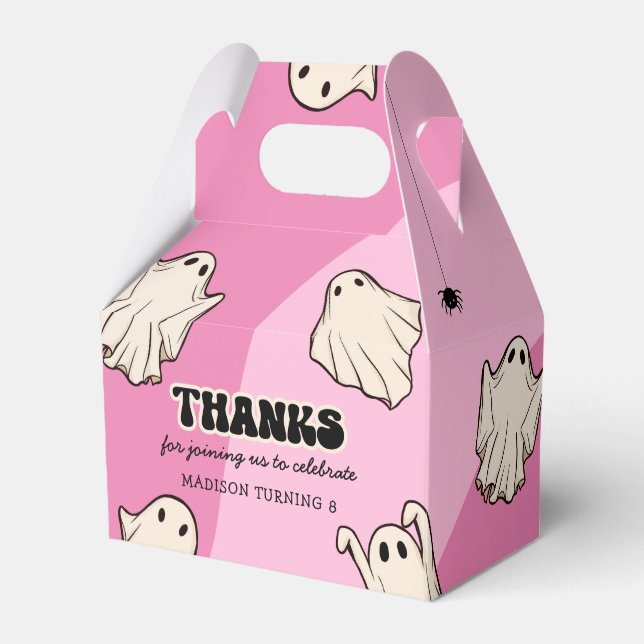 Retro Ghosts Kids Halloween Birthday Party Favour Box (Front Side)