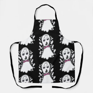 Retro Ghosts Patterned Halloween Vintage Cartoon Apron