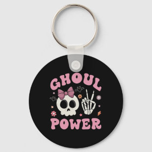 Retro Ghoul Power Halloween Girl Power Skull Toddl Key Ring
