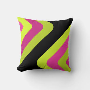 Retro Giant Diamonds Chartreuse Magenta Cushion