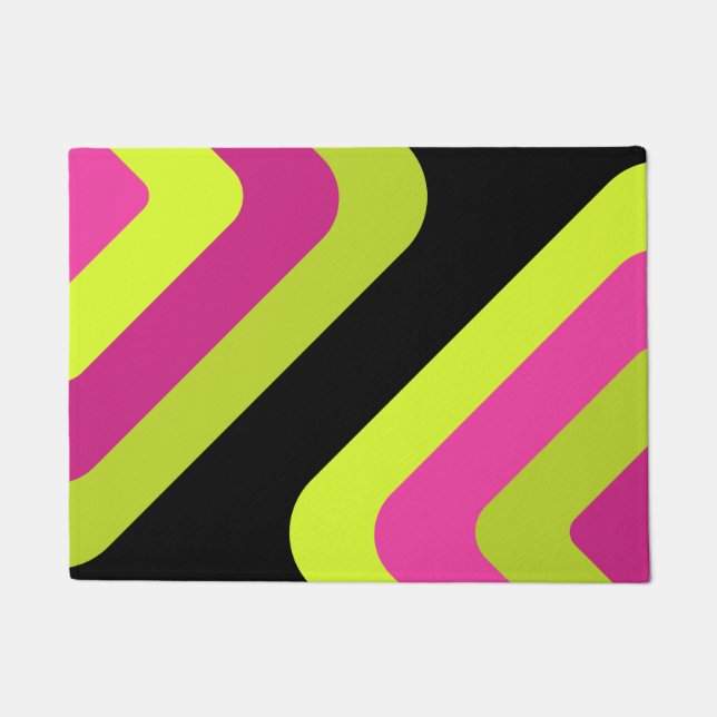 Retro Giant Diamonds Chartreuse Magenta Doormat (Front)