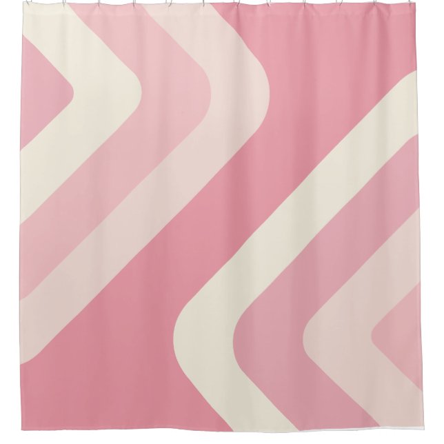 Retro Giant Diamonds Pink Vanilla Shower Curtain (Front)