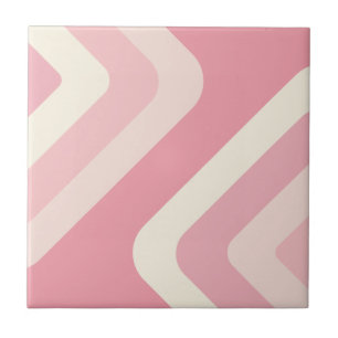 Retro Giant Diamonds Pink Vanilla Tile