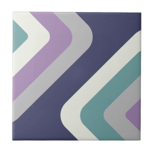 Retro Giant Diamonds Purple Colourful Tile