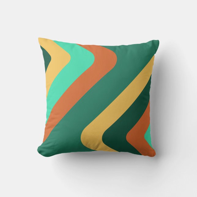 Retro Giant Diamonds Teal Multicolored Cushion (Front)