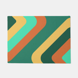 Retro Giant Diamonds Teal Multicolored Doormat