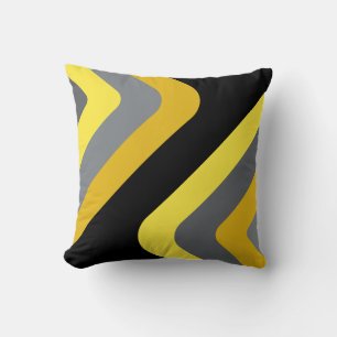Retro Giant Diamonds Yellow Grey Cushion