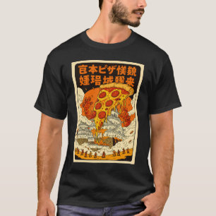 Retro Giant Pizza Monster Attacks Himeji Castle T-Shirt