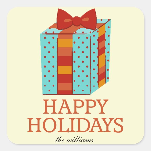 Retro Gift Box Christmas Sticker (Front)