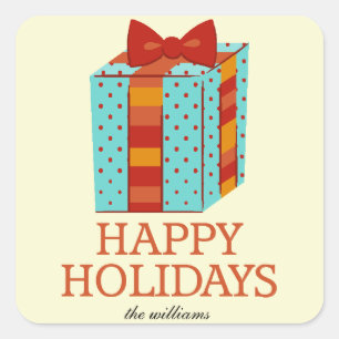 Retro Gift Box Christmas Sticker