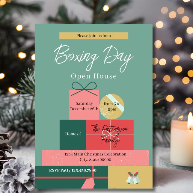 Retro Gift Boxes Unique Boxing Day Holiday  Invitation (Creator Uploaded)