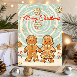 Retro Gingerbread Blizzard Christmas Holiday Card